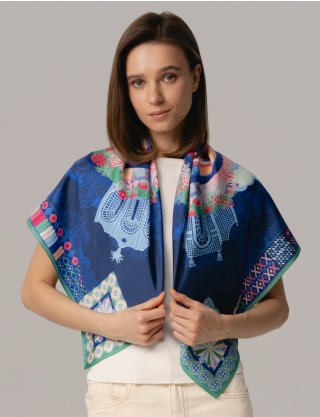 Картинка Шовкова хустина «Garden Navy»